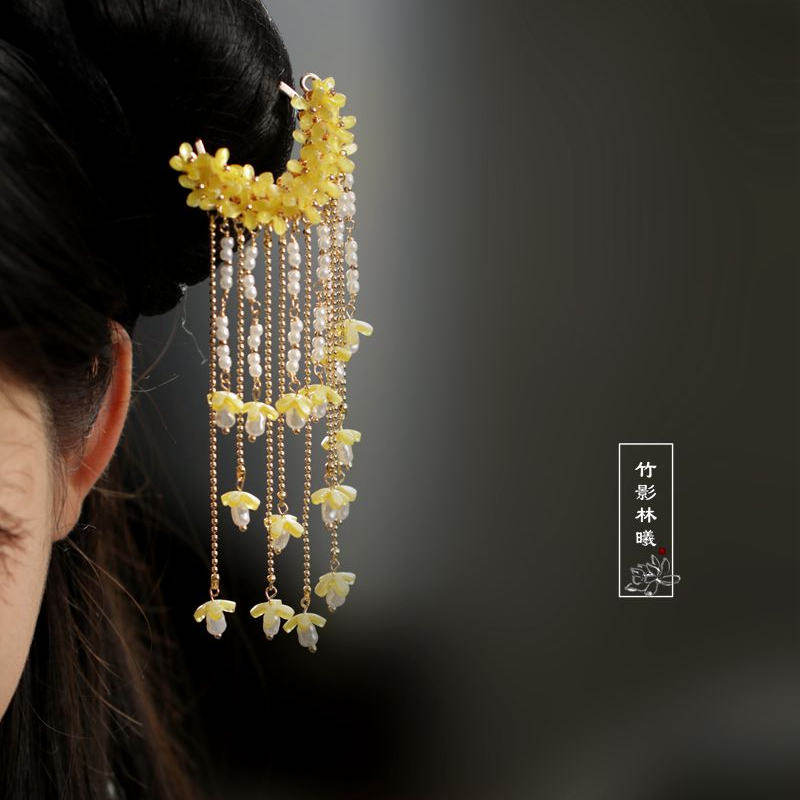 Hanbok Hair Pin - دبوس شعر بنمط عتيق مزين بزهور
