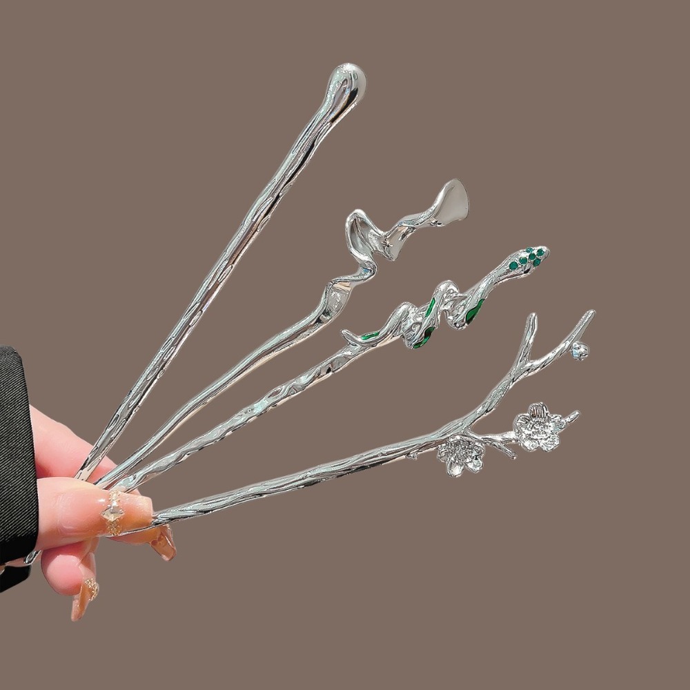 Hanbok Hair Pin - دبوس شعر معدني فضي جديد على