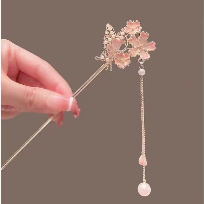 Hanbok Hair Pin - دبوس شعر ساكورا بتصميم راقٍ، دبوس