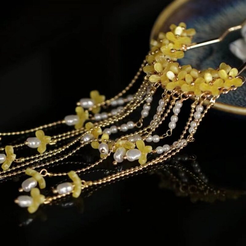 دبوس شعر بنمط عتيق مزين بزهور  - مراجعة Hanbok Hair Pin وسعره