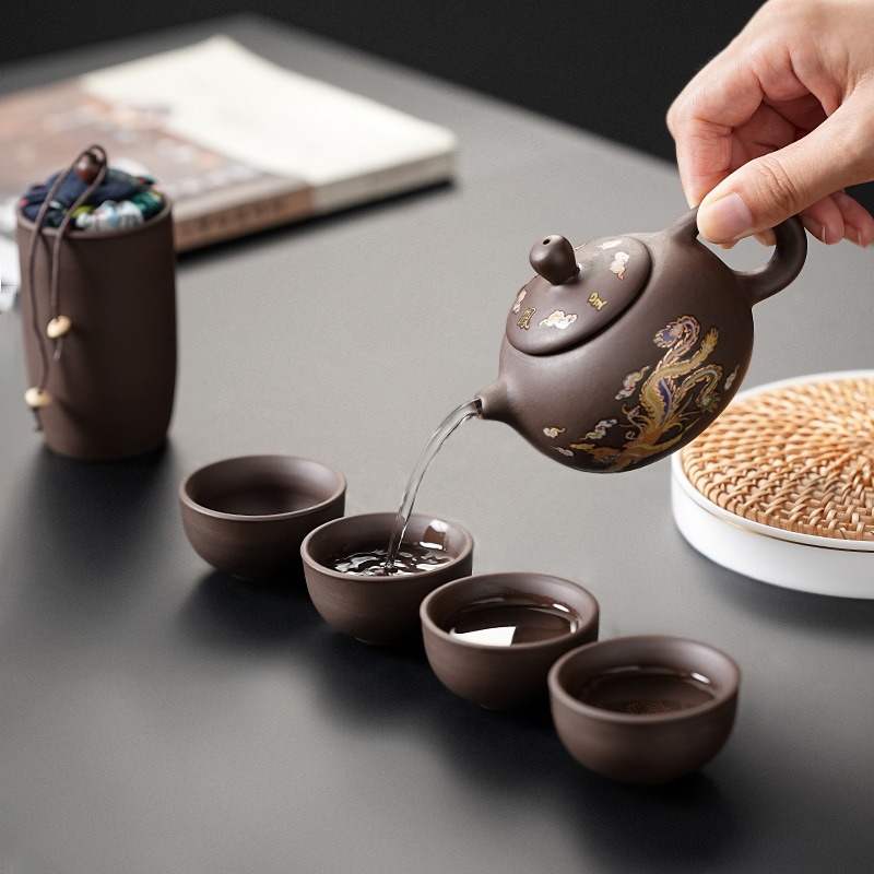 طقم شاي سفر من الطين الأرجواني - مراجعة Korean Tea Set وسعره
